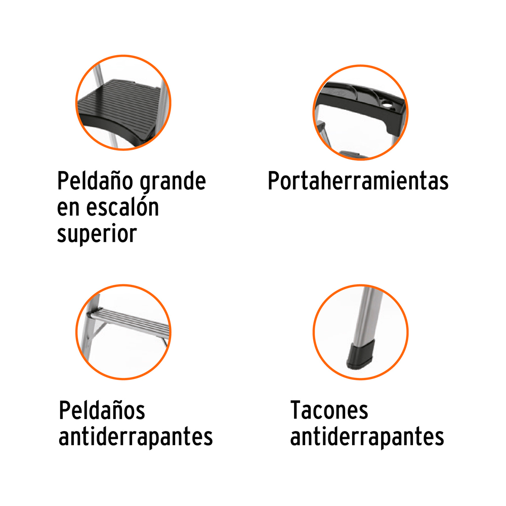 ESCALERA TUBULAR PLEGABLE 4 PELDAÑOS ALUMINIO TRUPER - 4