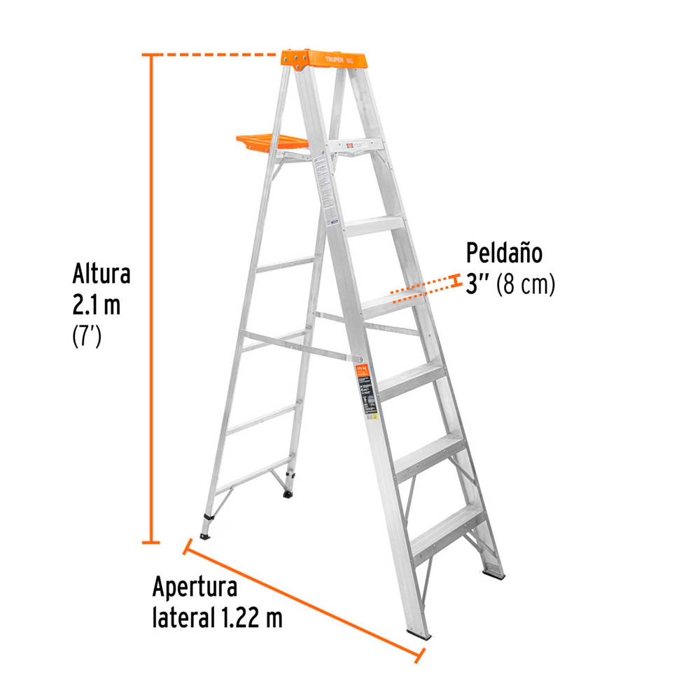 ESCALERA DE TIJERA TIPO II 6 PELDAÑOS Y BANDEJA TRUPER - 3