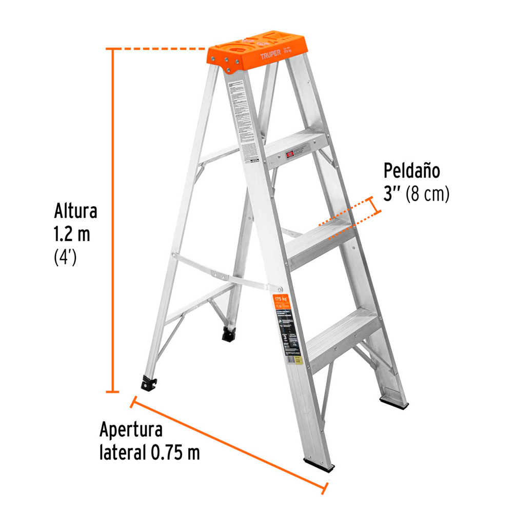 ESCALERA DE TIJERA TIPO II 3 PELDAÑOS TRUPER - 3