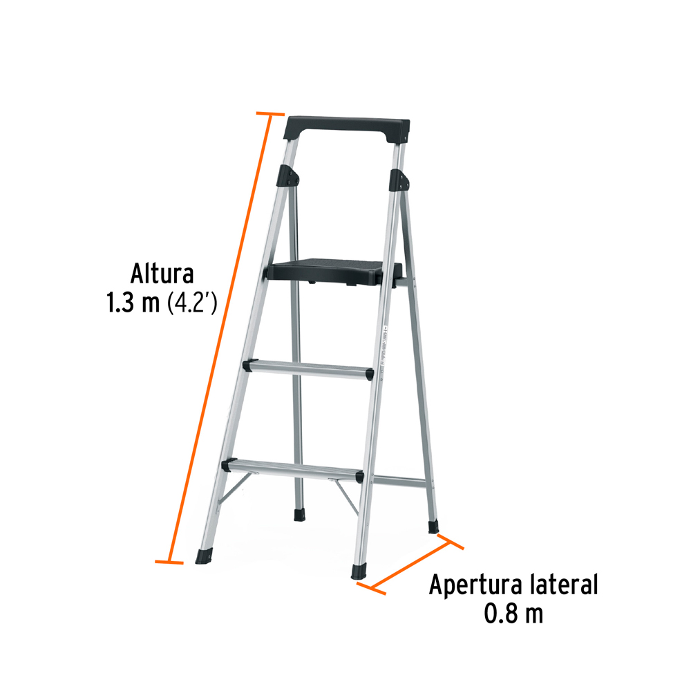ESCALERA TUBULAR PLEGABLE 3 PELDAÑOS ALUMINIO TRUPER - 3