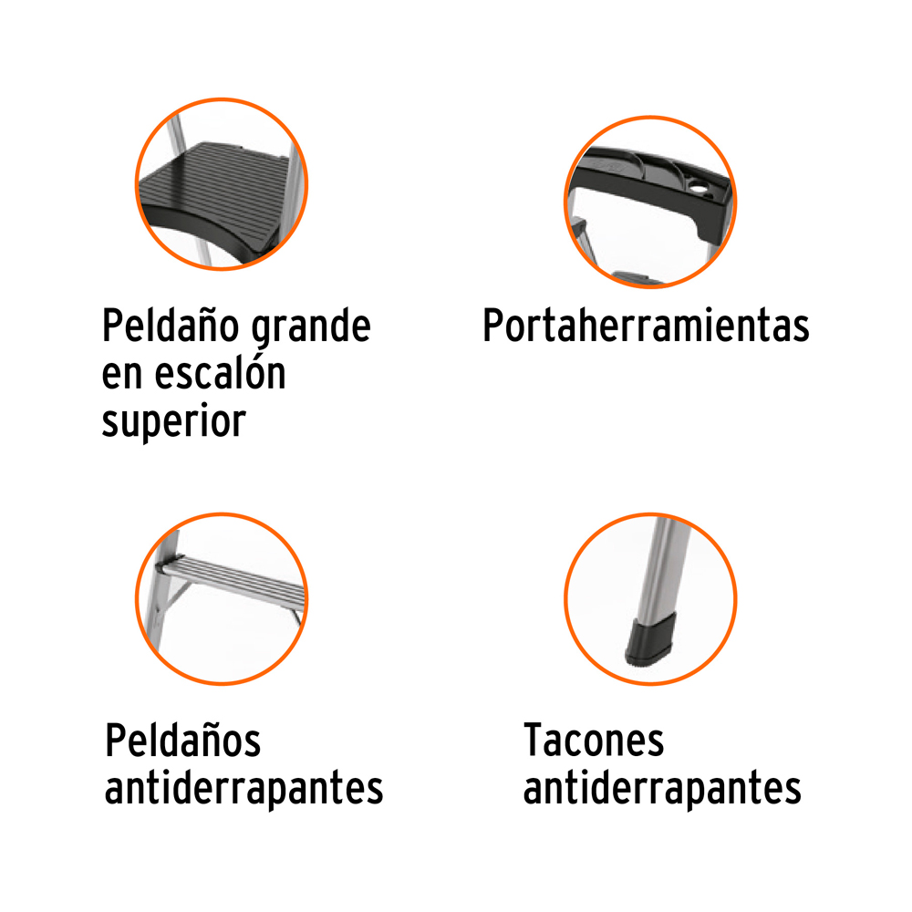 ESCALERA TUBULAR PLEGABLE 3 PELDAÑOS ALUMINIO TRUPER - 4