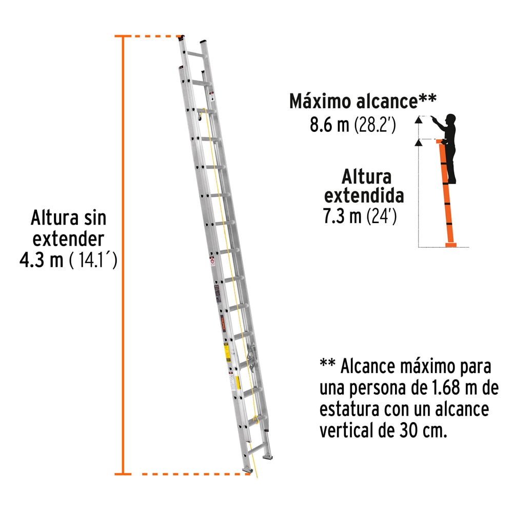 ESCALERA DE EXTENSIÓN TIPO III 28 ESCALONES TRUPER - 3