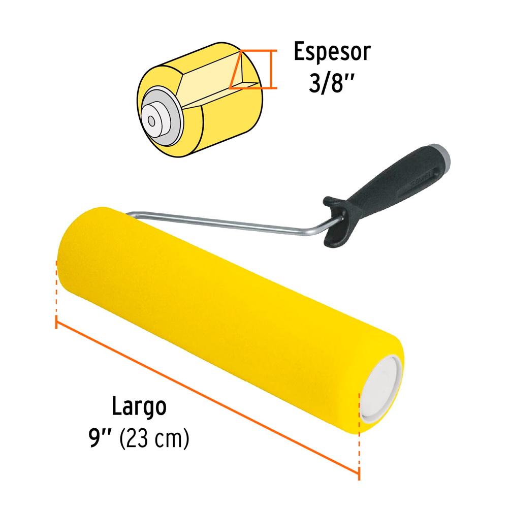 RODILLO PARA PINTAR 9' X 3/8' DE ESPONJA SUPERFICIES LISAS TRUPER - 3