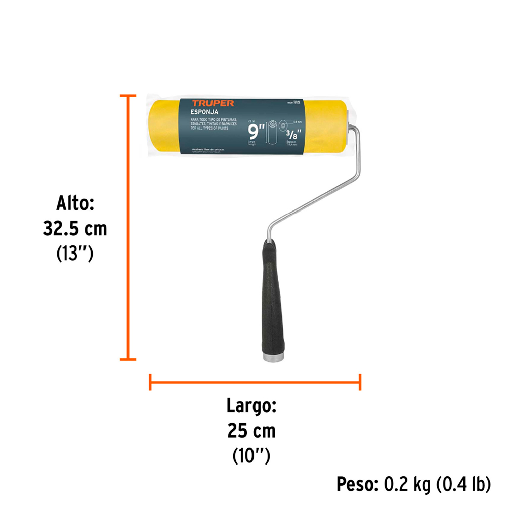 RODILLO PARA PINTAR 9' X 3/8' DE ESPONJA SUPERFICIES LISAS TRUPER - 6