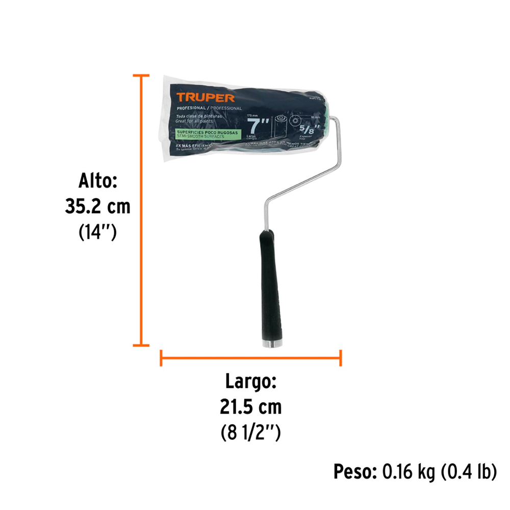 RODILLO PARA PINTAR 7' X 5/8' SUPERFICIES LISAS TRUPER - 6
