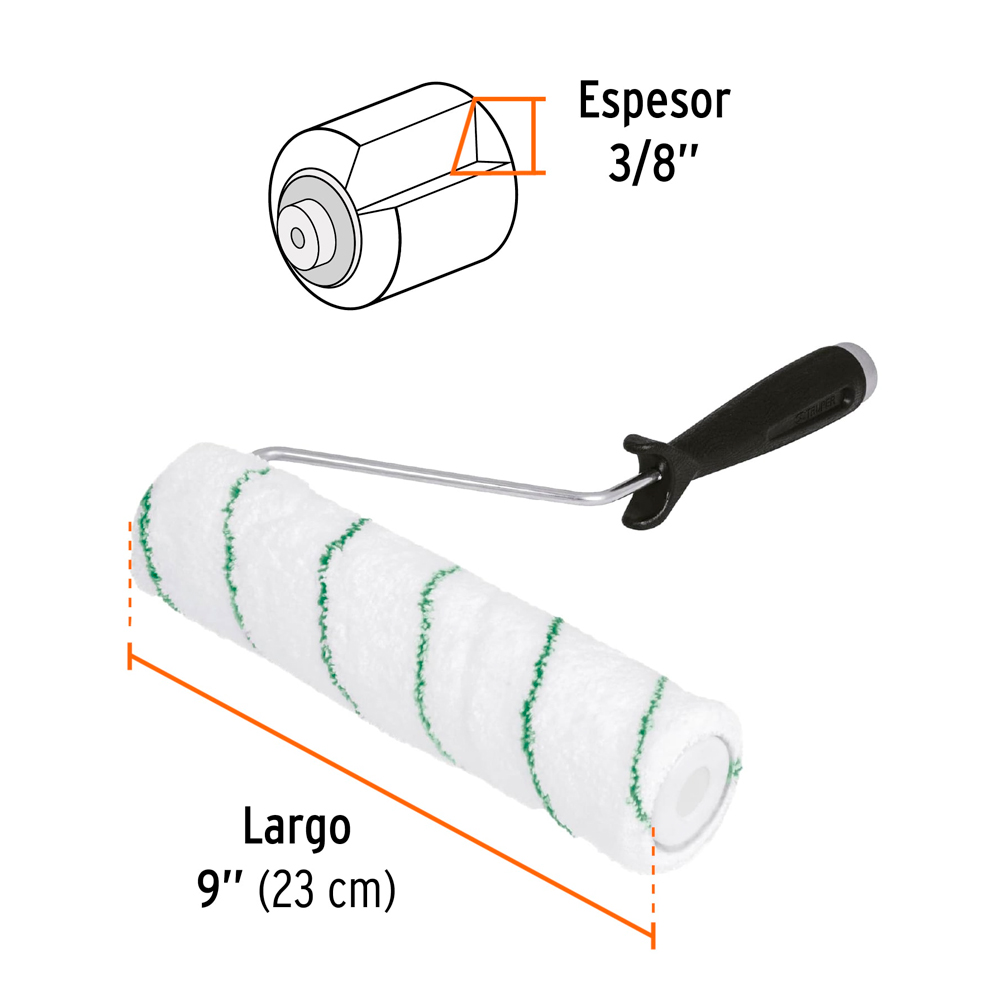 RODILLO PARA PINTAR 9' X 3/8' MICROFIBRA SUP. POCO RUGOSAS TRUPER - 3