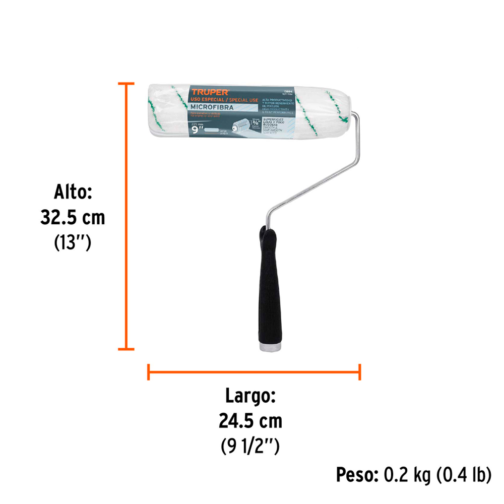RODILLO PARA PINTAR 9' X 3/8' MICROFIBRA SUP. POCO RUGOSAS TRUPER - 6
