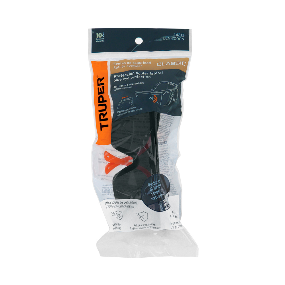 LENTES DE SEGURIDAD AJUSTABLES GRIS TRUPER CLASSIC LEN-2000N - 3