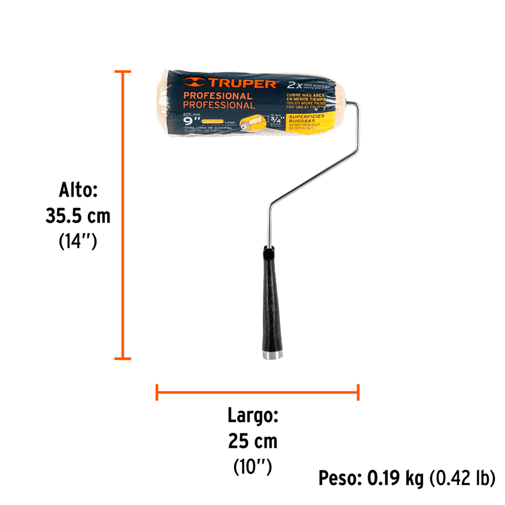 RODILLO PARA PINTAR 9' X 3/4' SUPERFICIES RUGOSAS TRUPER - 6