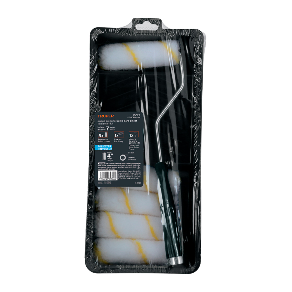 KIT DE RODILLO PARA PINTAR 4' MANERAL BANDEJA Y FELPA TRUPER - 4