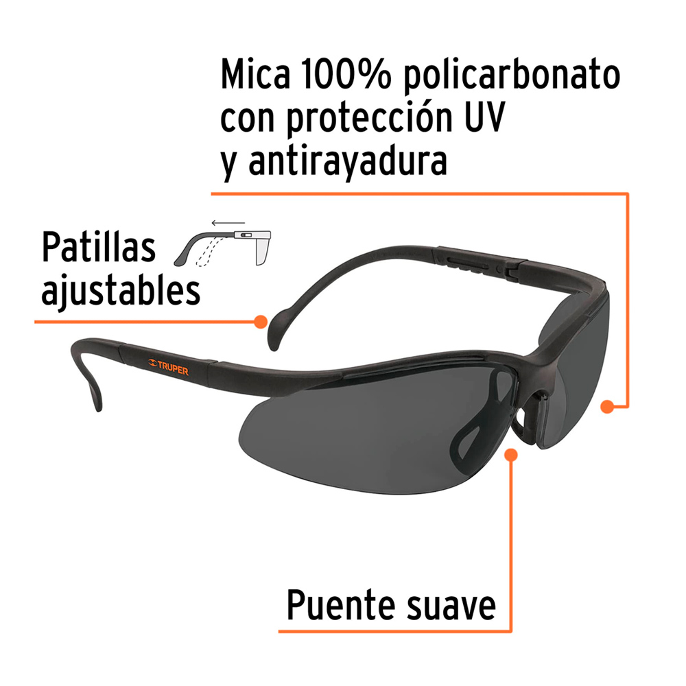 LENTES DE SEGURIDAD GRISES TRUPER VISION LEDE-SN - 2