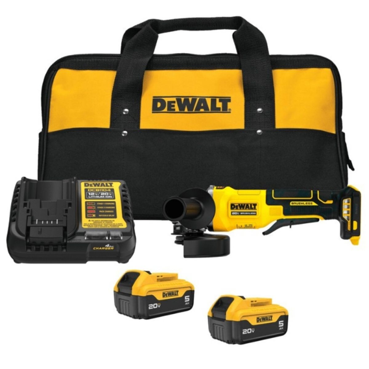 AMOLADORA BL 4 1/2' / 5' 20V + BATERÍAS DEWALT DCG408P2-B2 - 1
