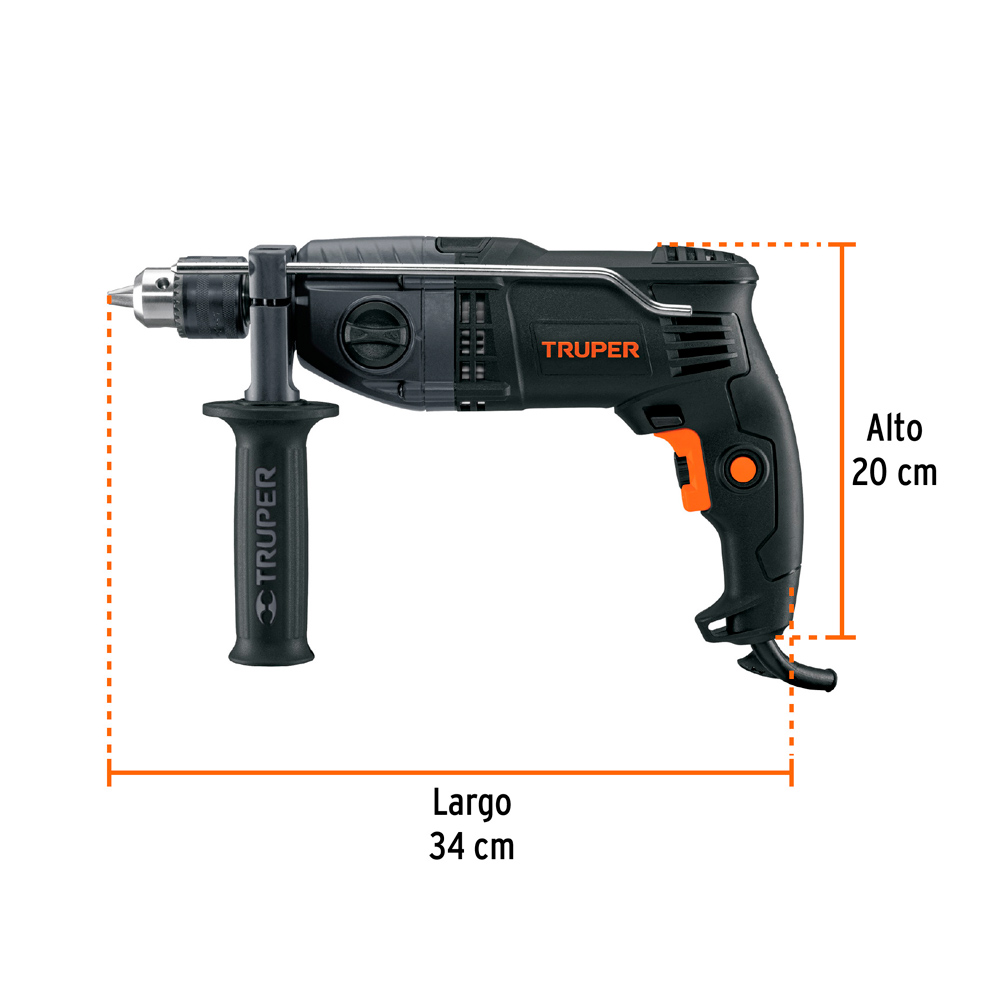 TALADRO PERCUTOR INDUSTRIAL 1/2' DE 900 W 220 V TRUPER - 3