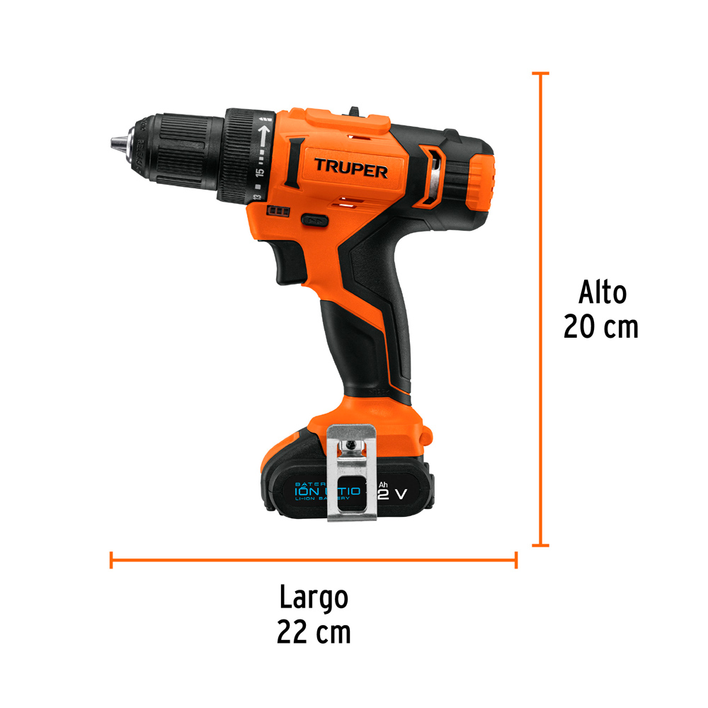 TALADRO 3/8' INALÁMBRICO 12 V BATERÍA ION LITIO 220 V TRUPER - 3