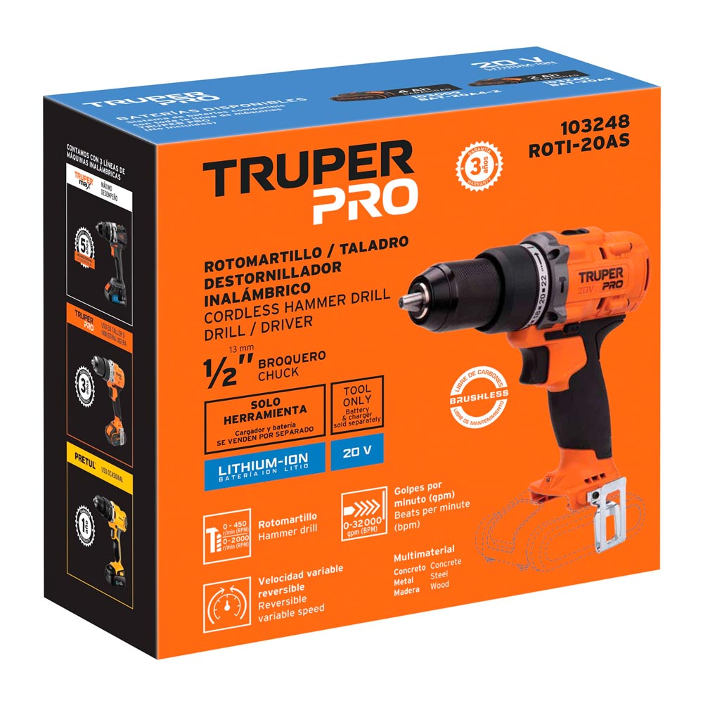 TALADRO PERCUTOR 20 V 1/2' SOLO HERRAMIENTA - 4