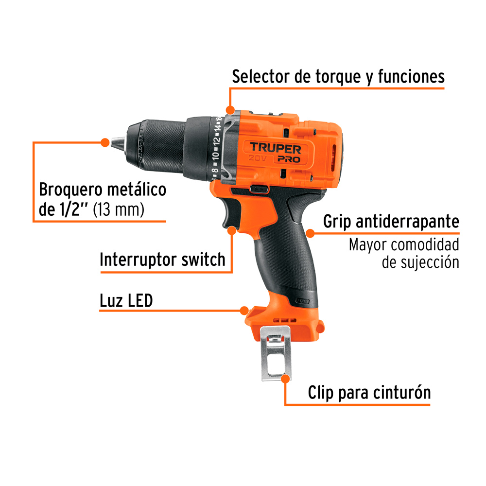 TALADRO ATORNILLADOR 20 V 1/2' SOLO HERRAMIENTA - 2