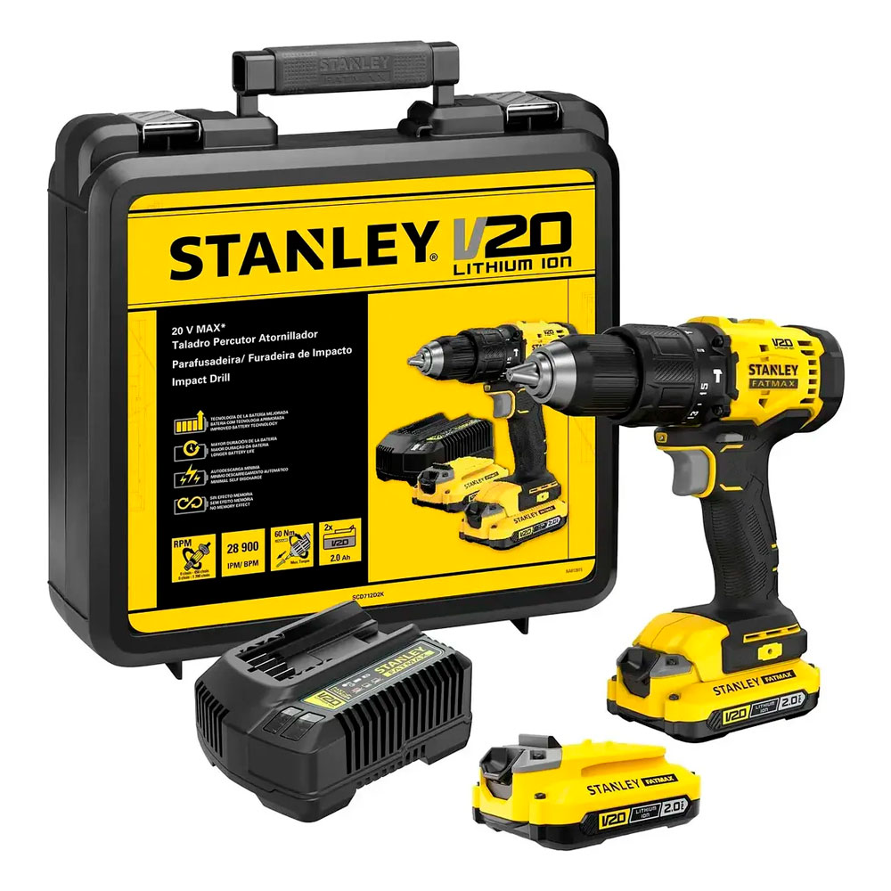 TALADRO PERCUTOR 1/2' 20V 60NM. 2BAT 2.0 AH STANLEY SCD712D2K - 1