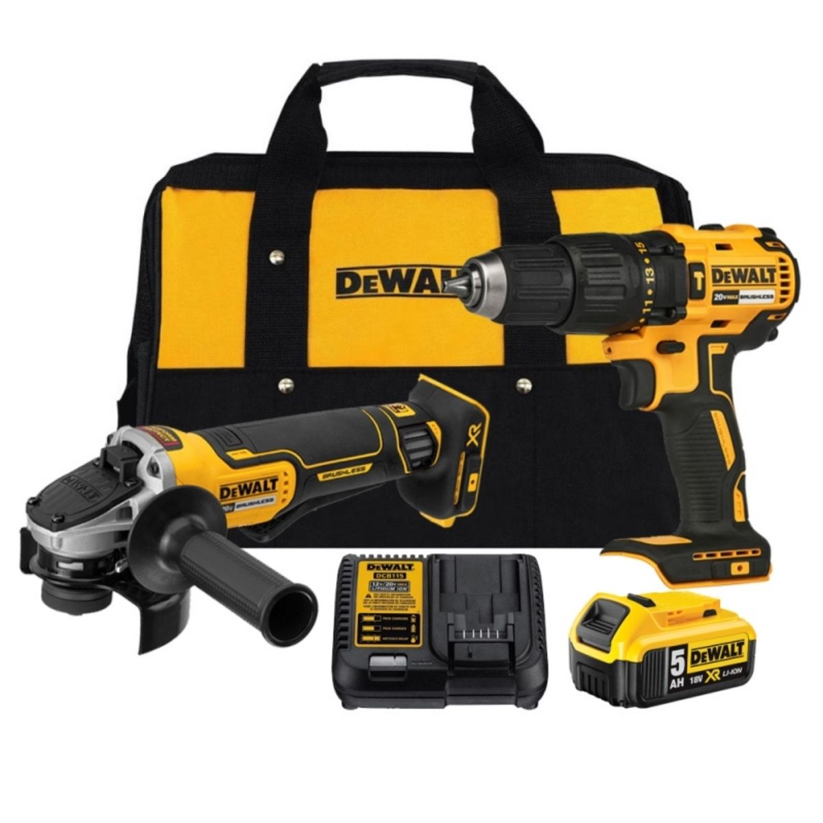 TALADRO 1/2' + ESMERIL ANGULAR 20V + BAT DEWALT DCK248P1-B2 - 1
