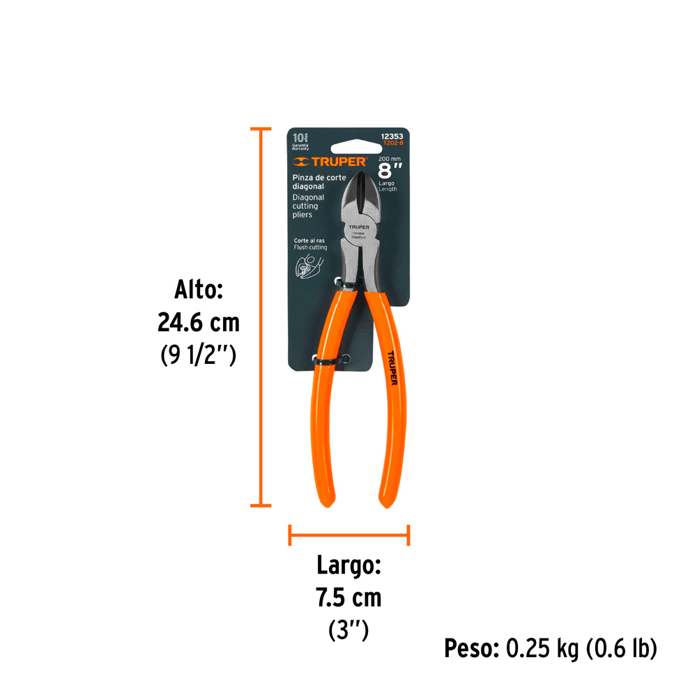 ALICATE DE CORTE DIAGONAL 8' MANGO DE PVC TRUPER - 4