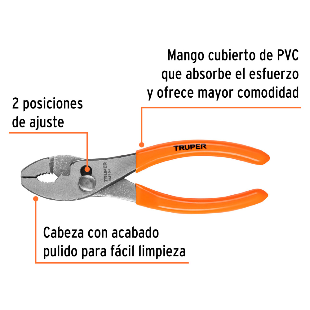 ALICATE DE MECÁNICO 6' MANGO DE PVC TRUPER - 2