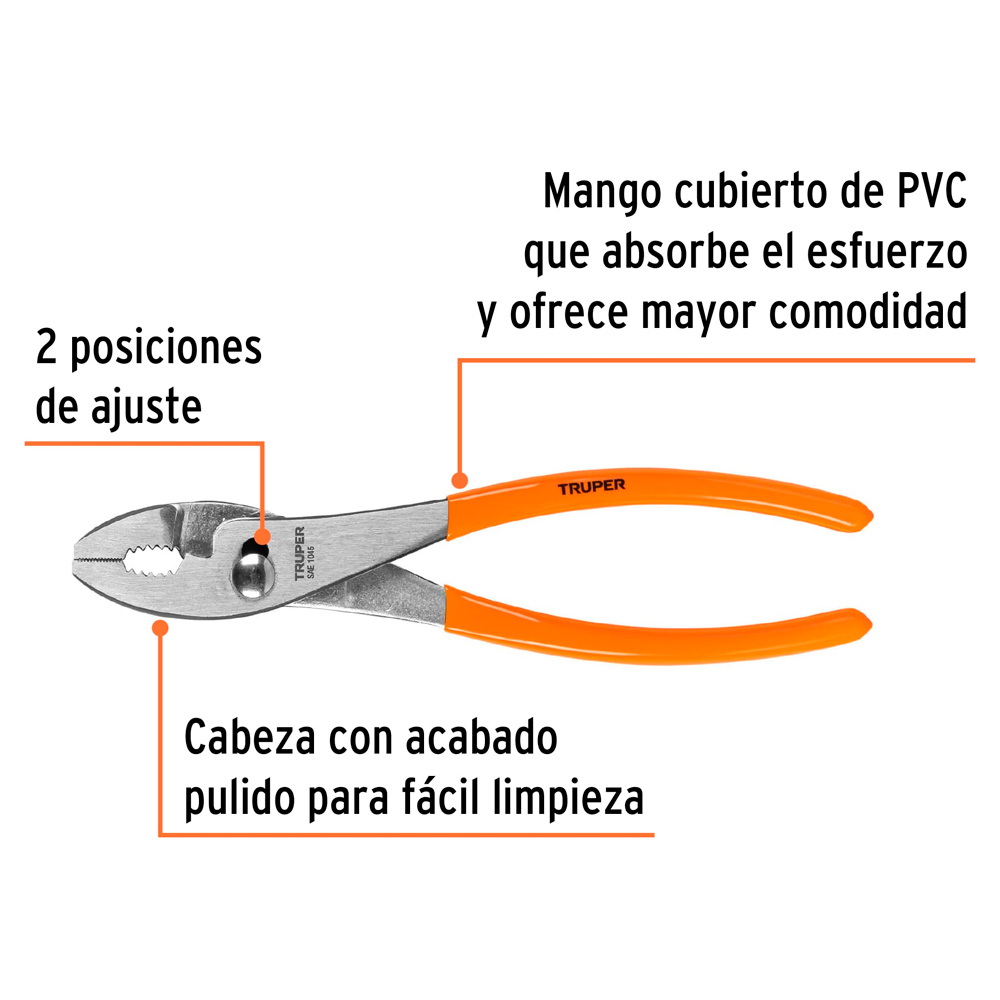 ALICATE DE MECÁNICO 10' MANGO DE PVC TRUPER - 2