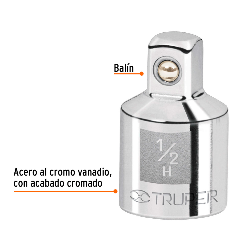 ADAPTADOR PARA RATCHET DE ENCASTRE 1/2 A ENCASTRE 3/8 TRUPER - 2