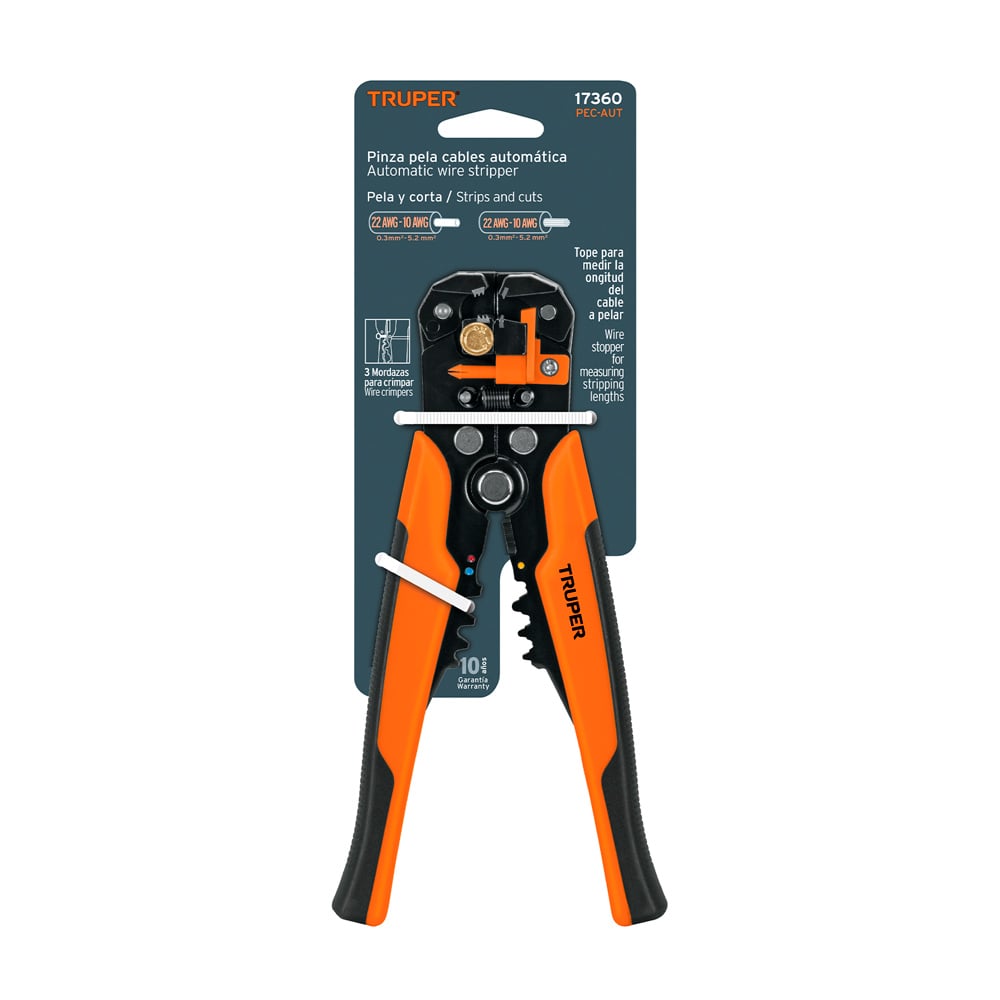ALICATE 8' PELA CABLES AUTOMÁTICA 22 A 10 AWG TRUPER - 5