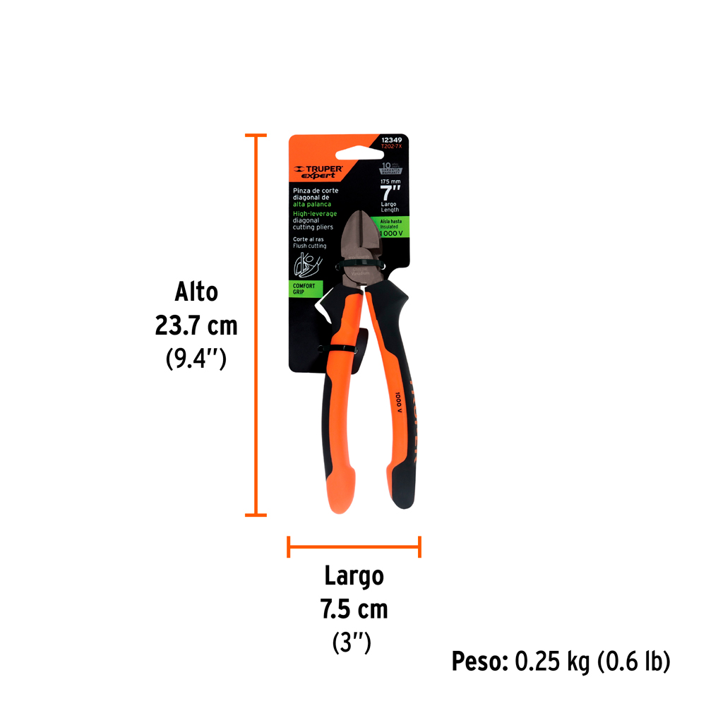 ALICATE DE CORTE DIAGONAL 7' MANGO COMFORT GRIP TRUPER EXPERT - 5