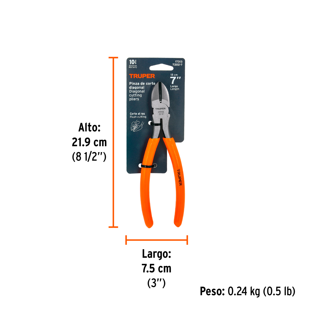 ALICATE DE CORTE DIAGONAL 7' MANGO DE PVC TRUPER - 3