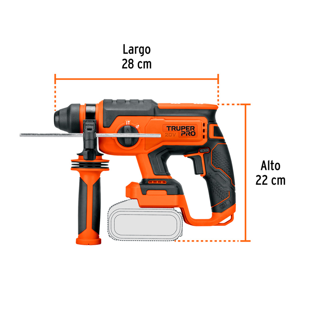 ROTOMARTILLO SDS PLUS INÁLAMBRICO 20 V 2 J TRUPER ROEI-20AS - 3