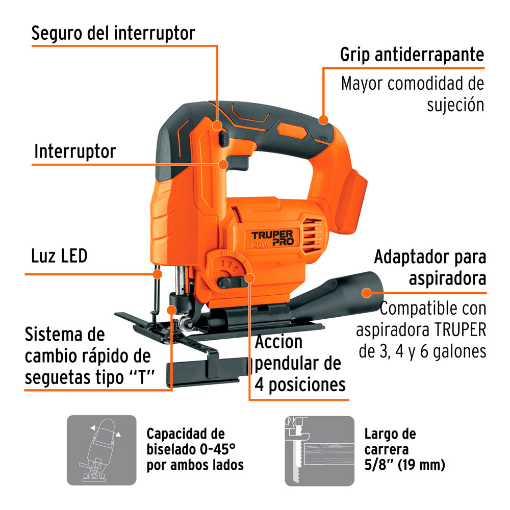 SIERRA CALADORA 20 V SIN BATERIA TRUPER CALI-20AS - 2