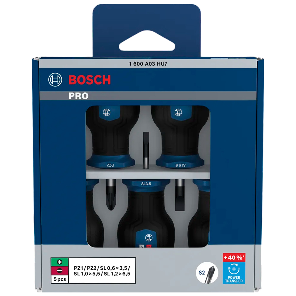 JUEGO DESTORNILLADOR PRO BOSCH CORTO PZ/SL X 5 PZ 1600A03HU7 - 1