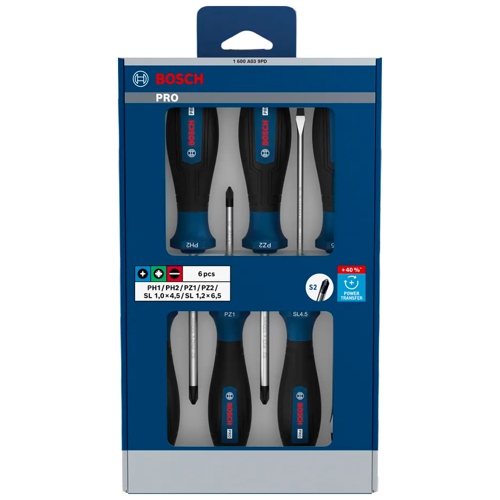 JUEGO DESTORNILLADOR PRO BOSCH PH/PZ/SL X 6 PZ 1600A039PD - 1