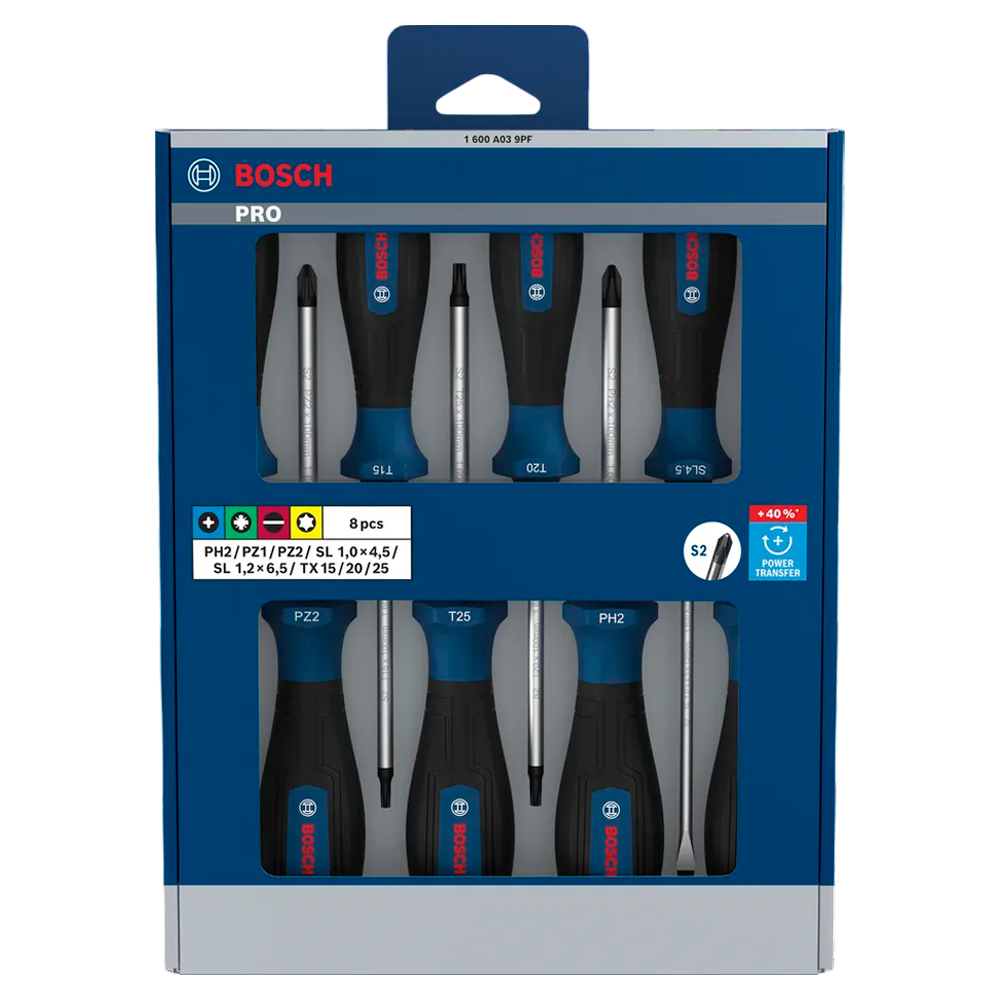 JUEGO DESTORNILLADOR PRO BOSCH PH/PZ/SL/TX X 8 PZ 1600A039PF - 1