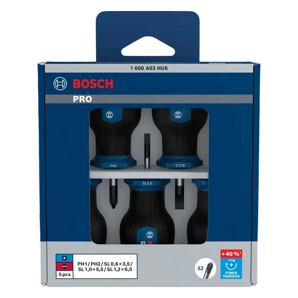 JUEGO DESTORNILLADOR PRO BOSCH CORTO PH/SL X 5 PZ 1600A03HU6 - 1