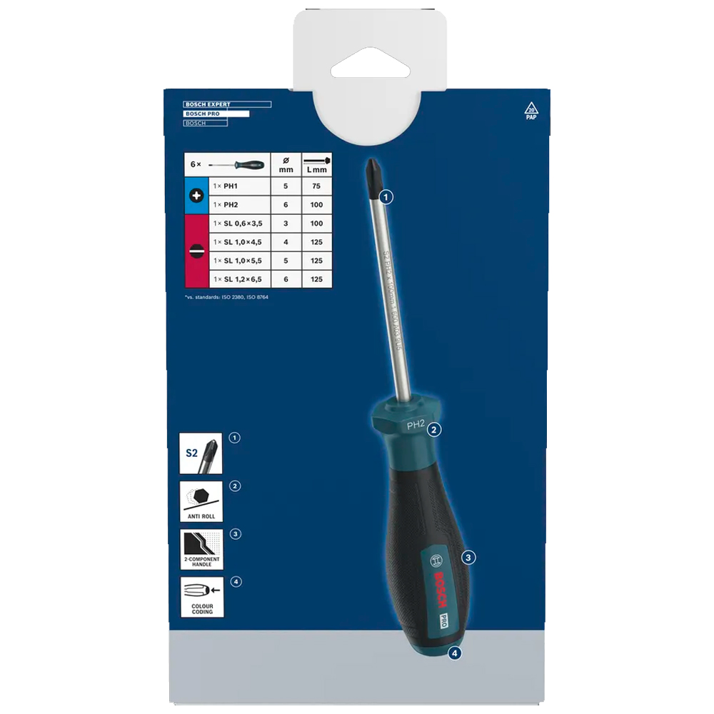 JUEGO DESTORNILLADOR PRO BOSCH PH/SL X 6 PZ 1600A039PE - 3