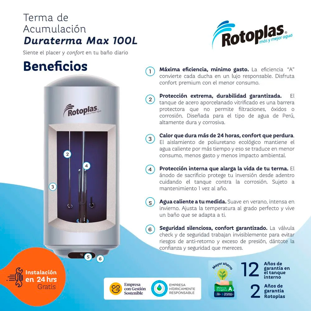 TERMA DE ACUMULACION ROTOPLAS DURATERMA MAX 100L - 4