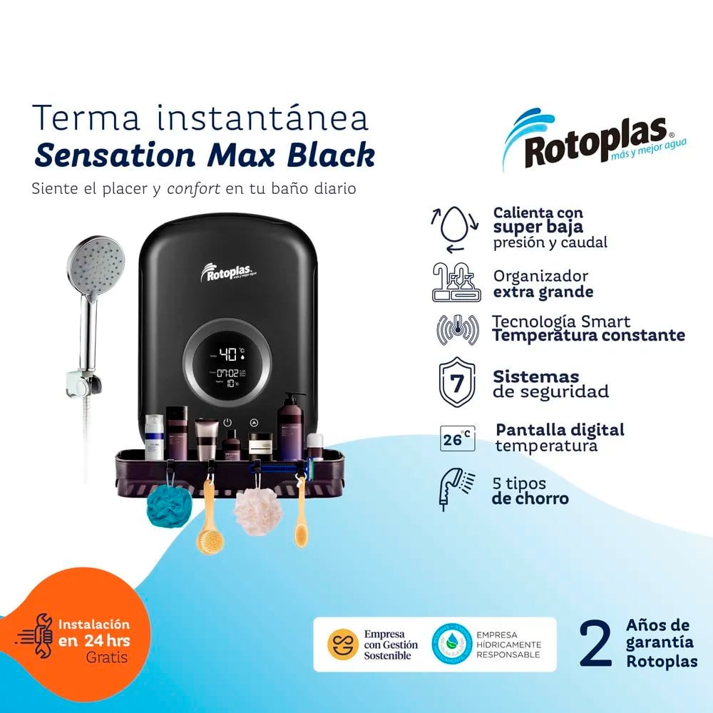 TERMA INSTANTÁNEA SENSATION MAX NEGRA ROTOPLAS - 1