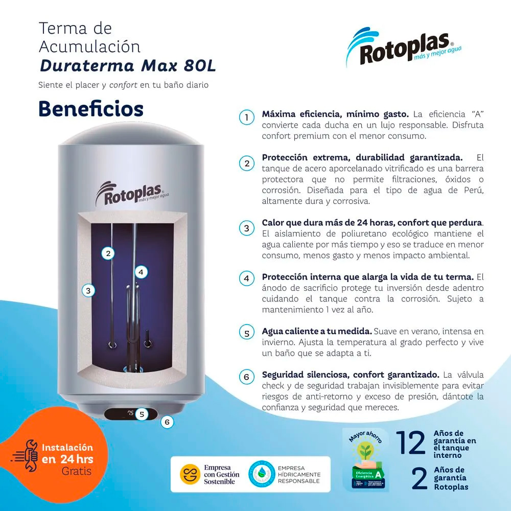 TERMA DE ACUMULACION ROTOPLAS DURATERMA MAX 80L - 4