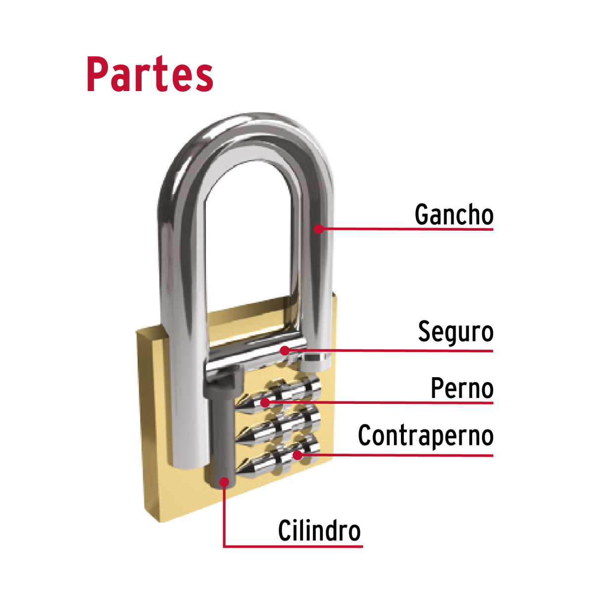 CANDADO DE HIERRO 25 MM ARCO LARGO HERMEX BASIC CH-25PL - 3