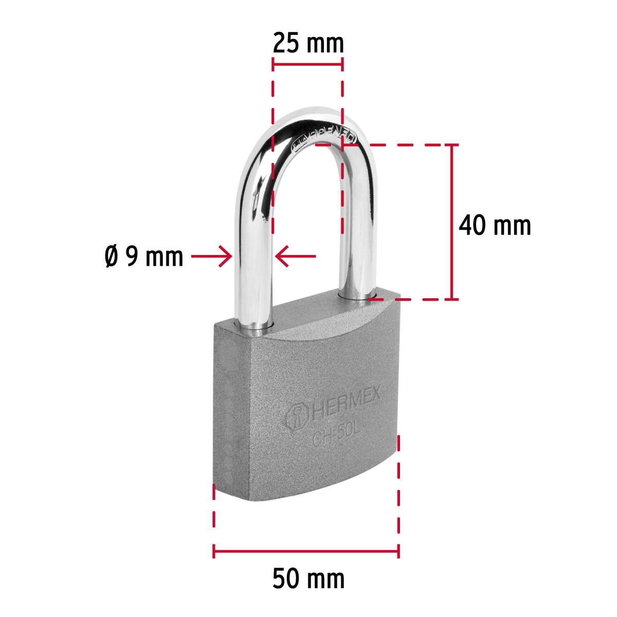 CANDADO DE HIERRO 50 MM ARCO LARGO EN CAJA HERMEX CH-50L - 2