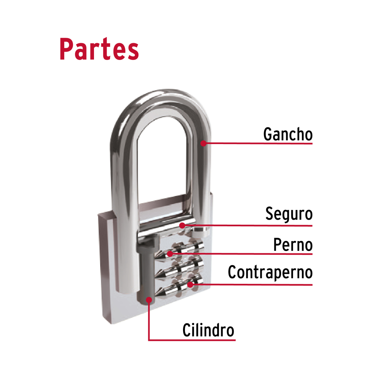 CANDADO DE HIERRO 50 MM ARCO LARGO EN CAJA HERMEX CH-50L - 3
