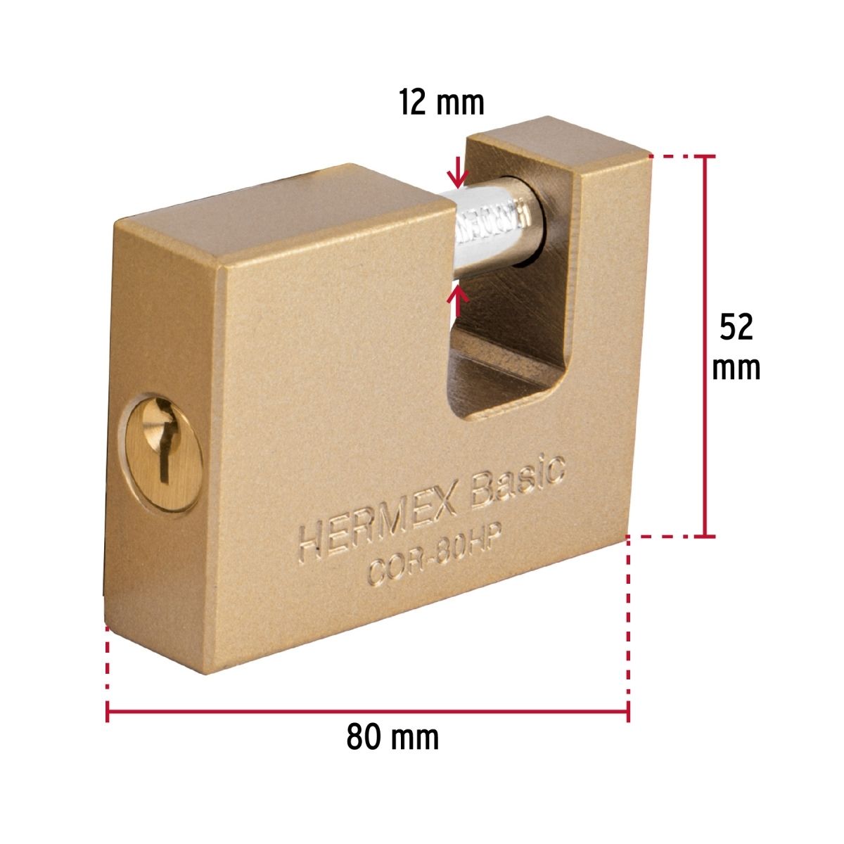 CANDADO ANTIPALANCA 80 MM HIERRO HERMEX BASIC COR-80HP - 2