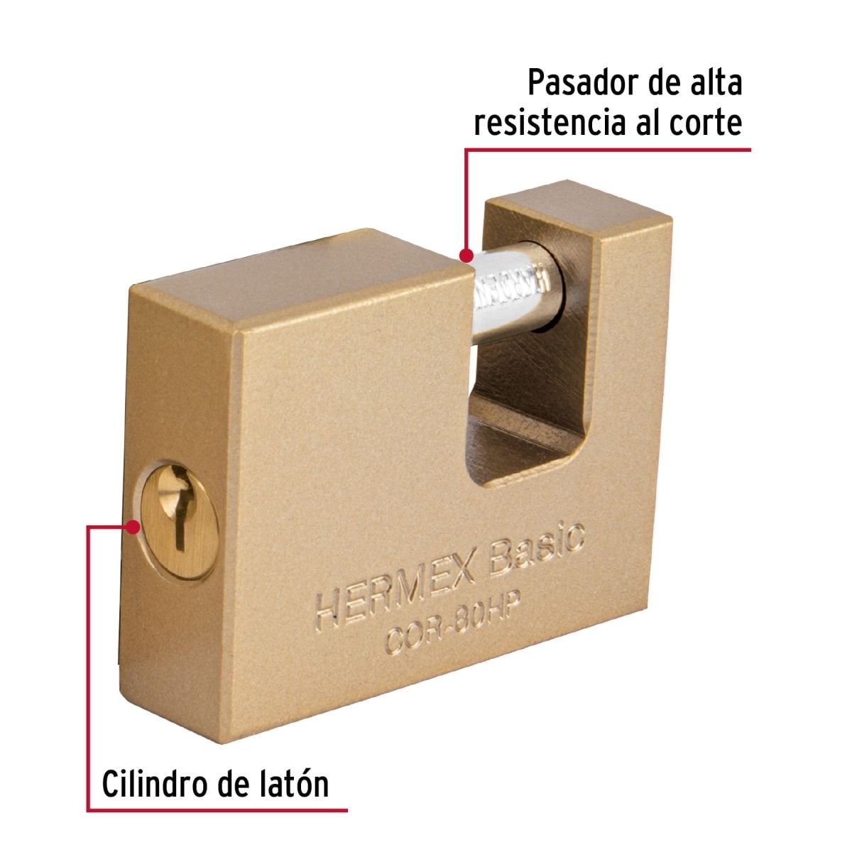CANDADO ANTIPALANCA 80 MM HIERRO HERMEX BASIC COR-80HP - 3