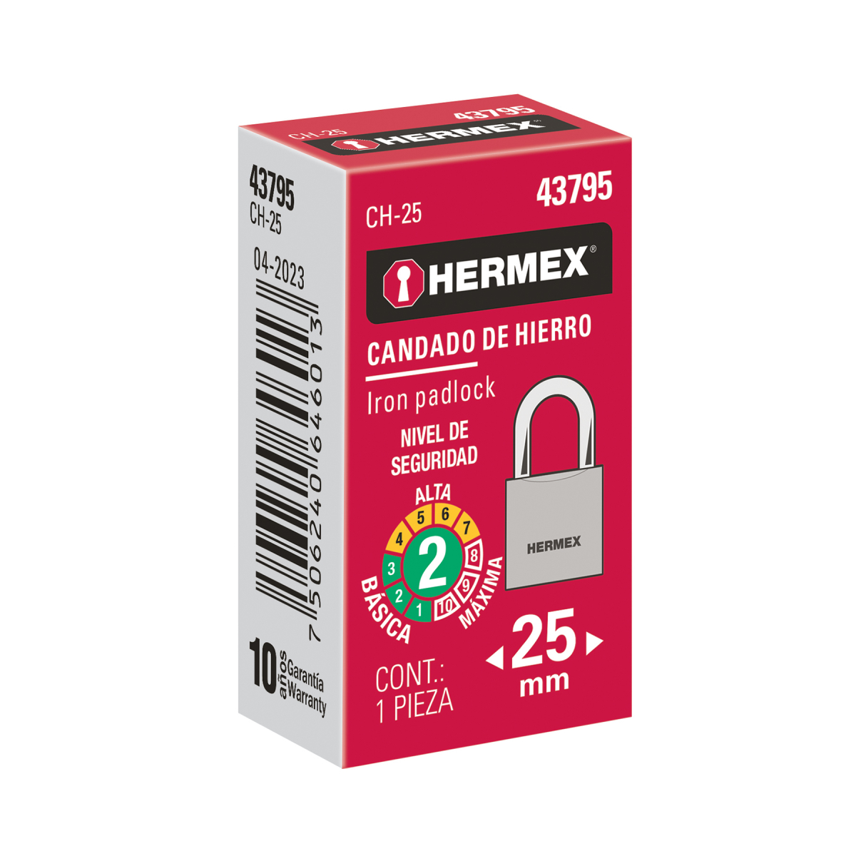 CANDADO DE HIERRO 25 MM ARCO CORTO HERMEX CH-25 - 7