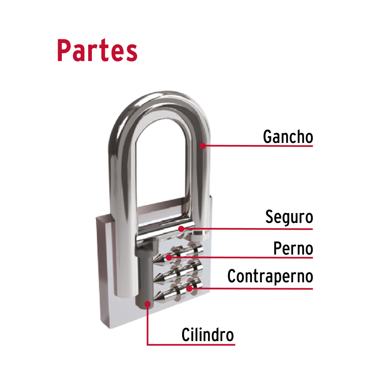 CANDADO DE HIERRO 32 MM ARCO NORMAL EN CAJA HERMEX CH-32 - 3