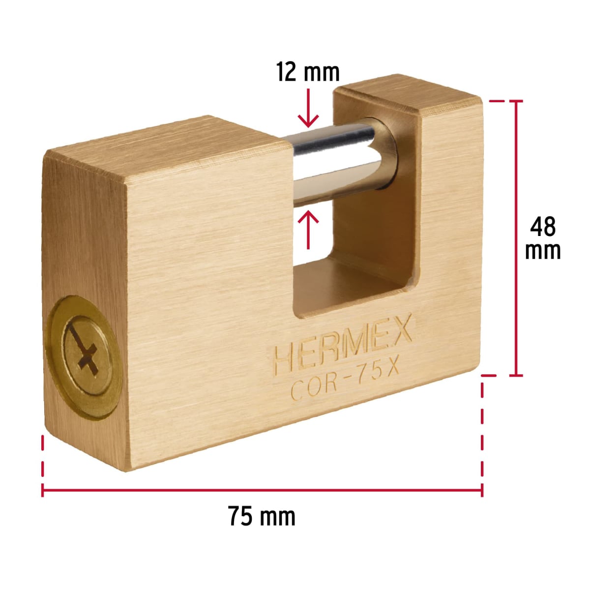 CANDADO ANTIPALANCA 75 MM LLAVE TETRA HERMEX COR-75X - 2