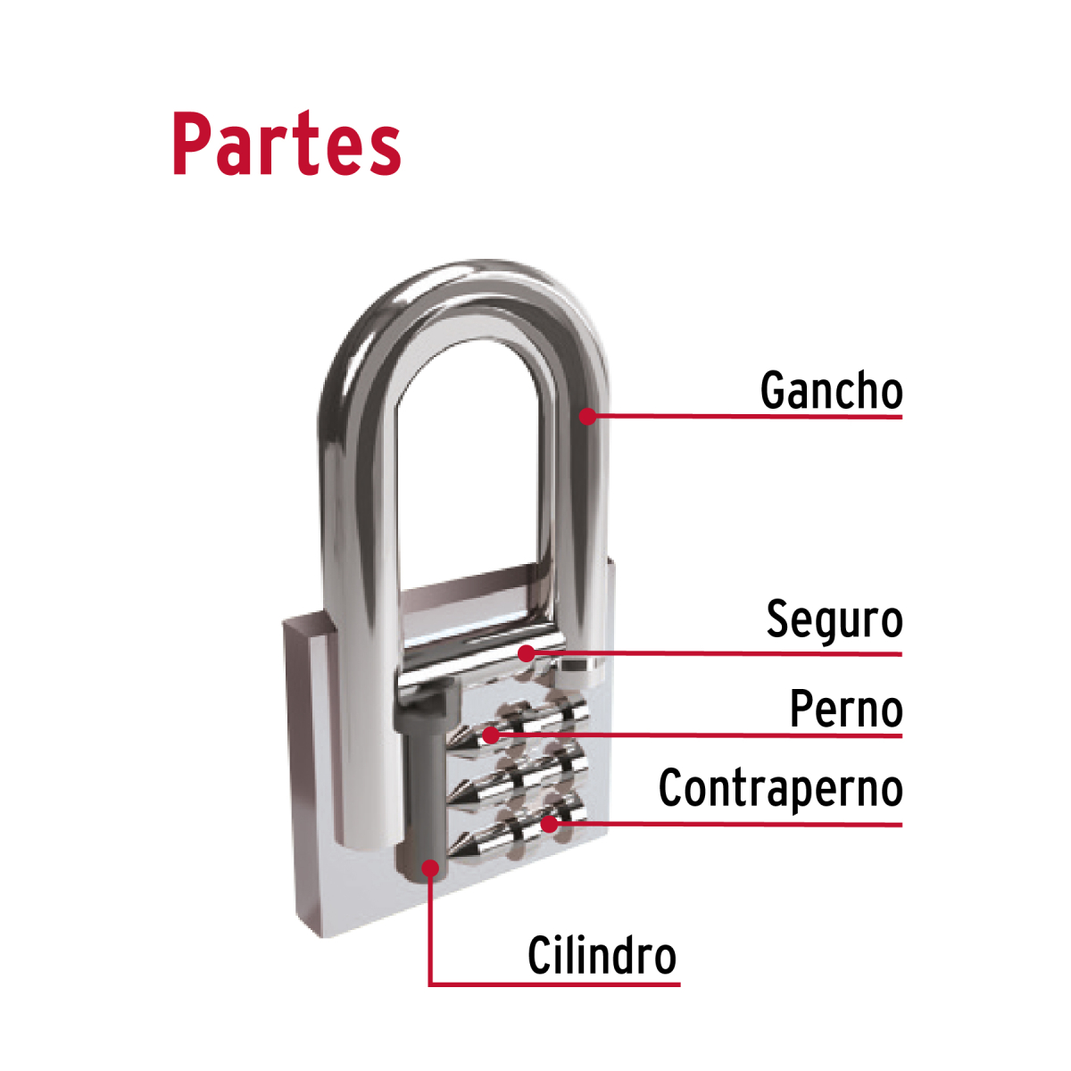 CANDADO DE HIERRO 38 MM ARCO LARGO HERMEX CH-38L - 3