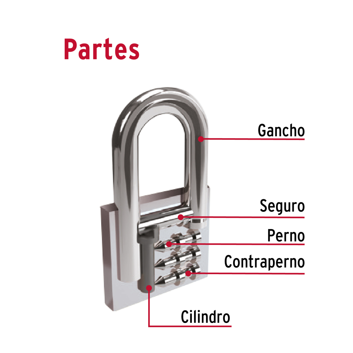 CANDADO DE HIERRO 25 MM ARCO LARGO HERMEX CH-25L - 3
