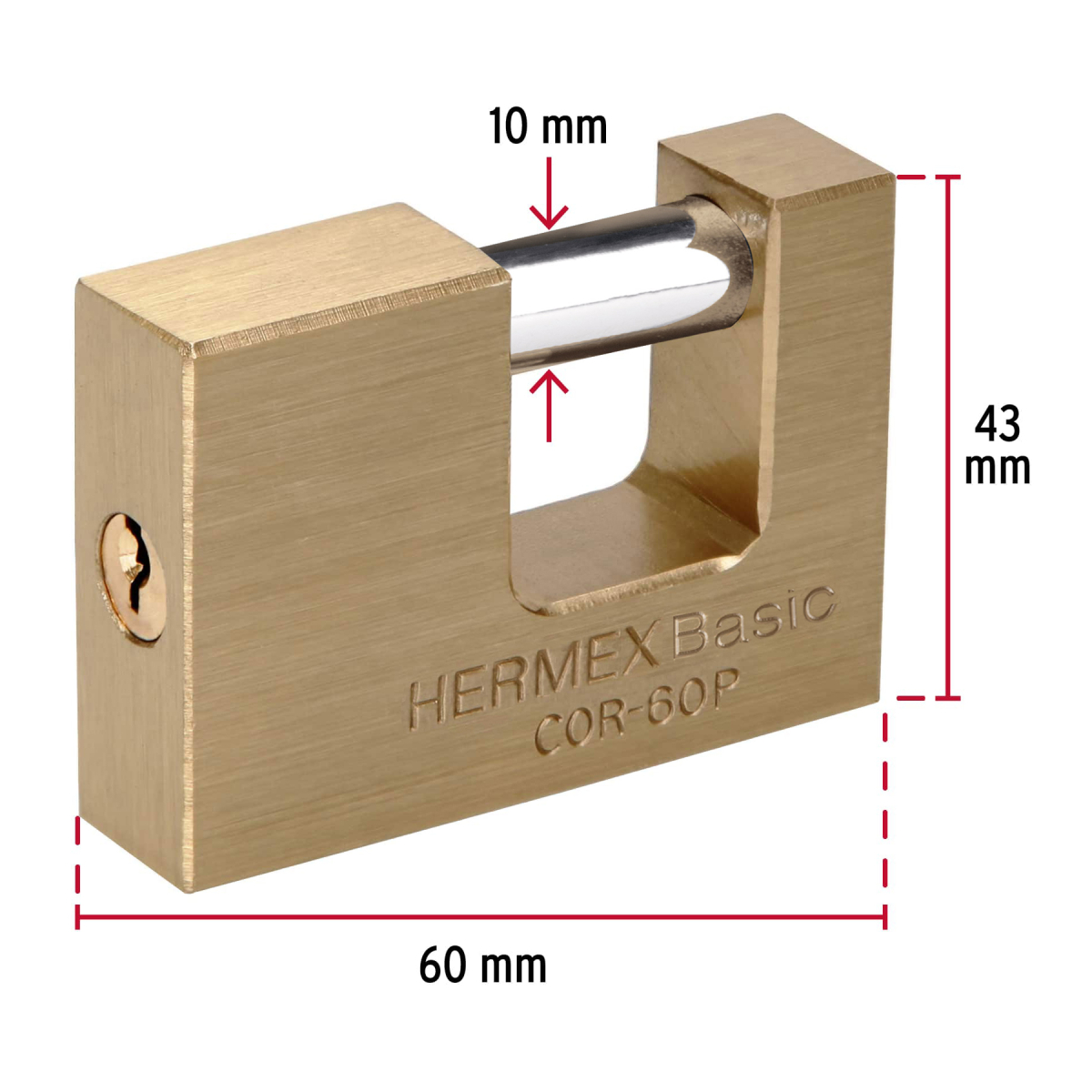 CANDADO ANTIPALANCA 60 MM LATÓN HERMEX BASIC COR-60P - 2